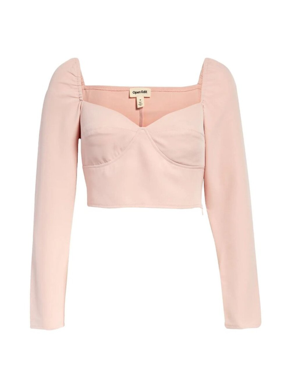 Open Edit Bustier Long Sleeve Crop in Pink Smoke Size XXS